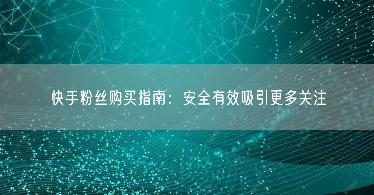 快手粉丝购买指南:安全有效吸引更多关注