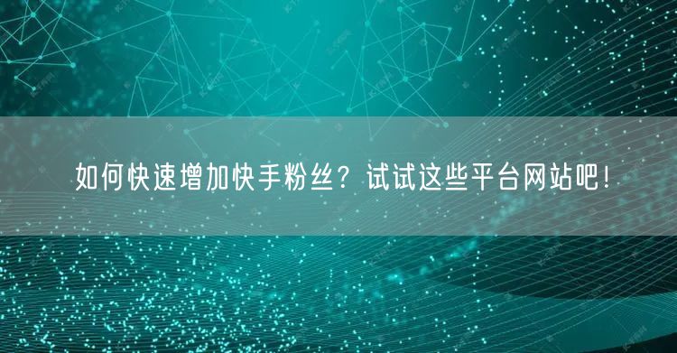 如何快速增加快手粉丝?试试这些平台网站吧!