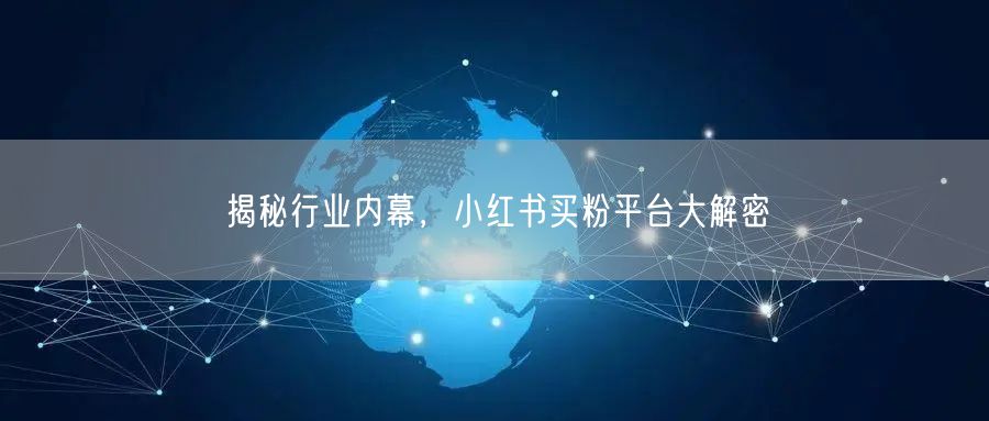 揭秘行业内幕,小红书买粉平台大解密